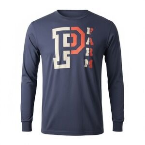 Vintage Y2K Phat Farm Mens X-Large Long‎ Sleeve Graphic T-Shirt Navy Blue Cotton